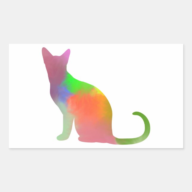 Watercolor Cat Silhouette Sticker (Front)