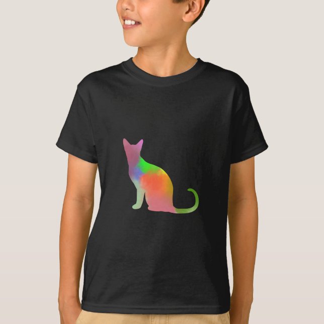 Watercolor Cat Silhouette T-Shirt (Front)