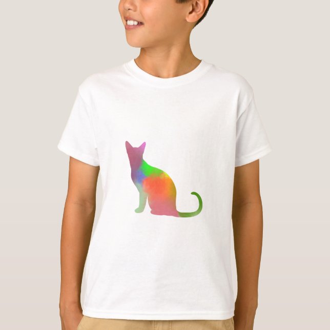 Watercolor Cat Silhouette T-Shirt (Front)