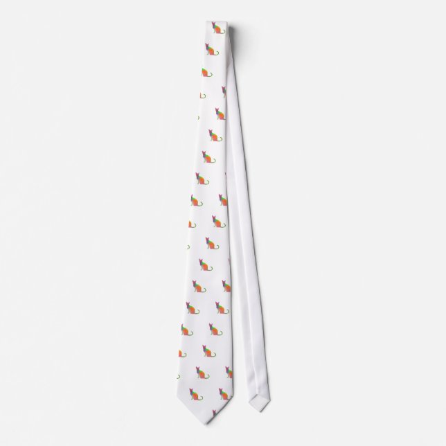 Watercolor Cat Silhouette Tie (Front)