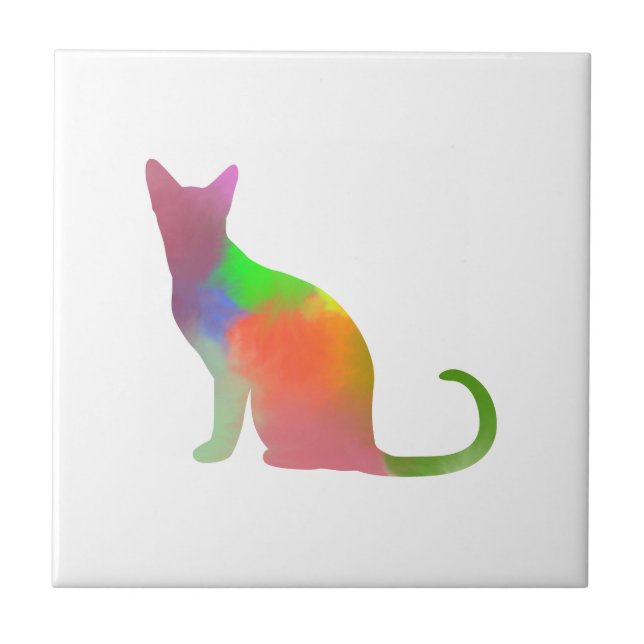 Watercolor Cat Silhouette Tile (Front)