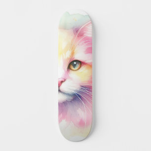 Watercolor Cat Skateboard