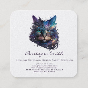 Watercolor Cat Square Business Card