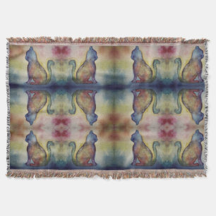 Watercolor Cat Throw Blanket