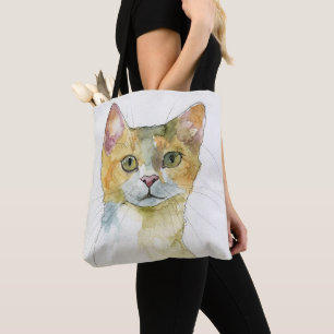 Watercolor Cat Tote Bag