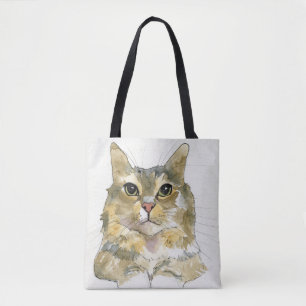 Watercolor Cat Tote Bag