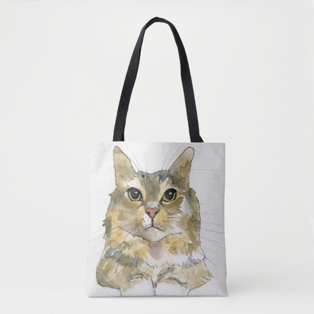 Watercolor Cat Tote Bag (Front)