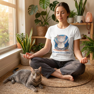Watercolor Cat Yoga Lover Teacher Mom Women Gift T-Shirt