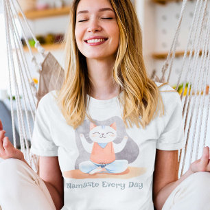 Watercolor Cat Yoga Lover Teacher Mom Women Gift T-Shirt