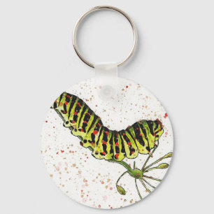 Watercolor Caterpillar keychain