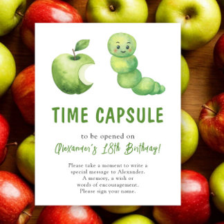 Watercolor Caterpillar Time Capsule 1st birthday Poster