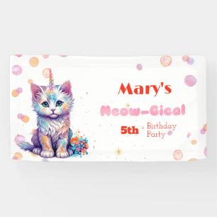 Watercolor Caticorn Meow-Gical Birthday Banner