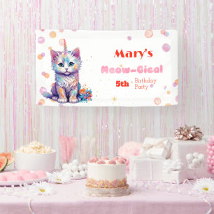 Watercolor Caticorn Meow-Gical Birthday Banner