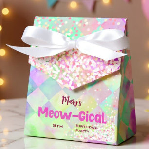 Watercolor Caticorn Meow-Gical Birthday  Favor Box