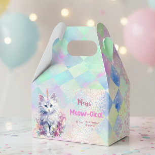 Watercolor Caticorn Meow-Gical Birthday  Favor Box