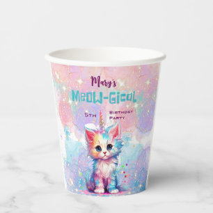 Watercolor Caticorn Meow-Gical Birthday Paper Cups