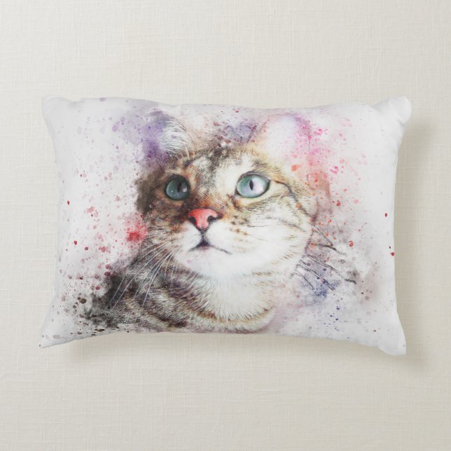 Watercolor Cats Accent Pillow (Back)