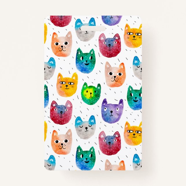 Watercolor cats and friends badge (Front)