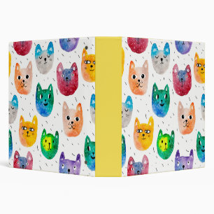 Watercolor cats and friends binder
