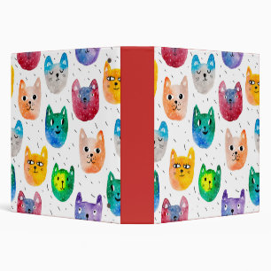 Watercolor cats and friends binder