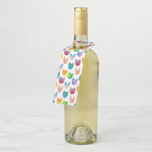Watercolor cats and friends bottle tag