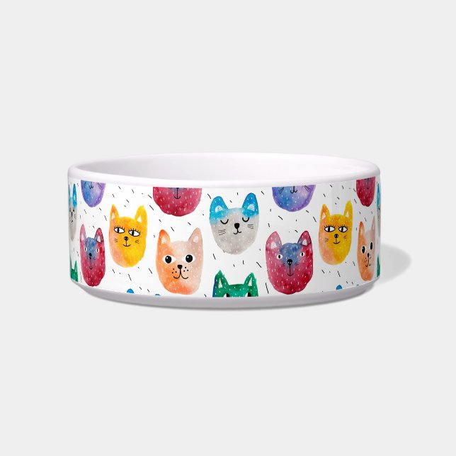 Watercolor cats and friends bowl (Front)