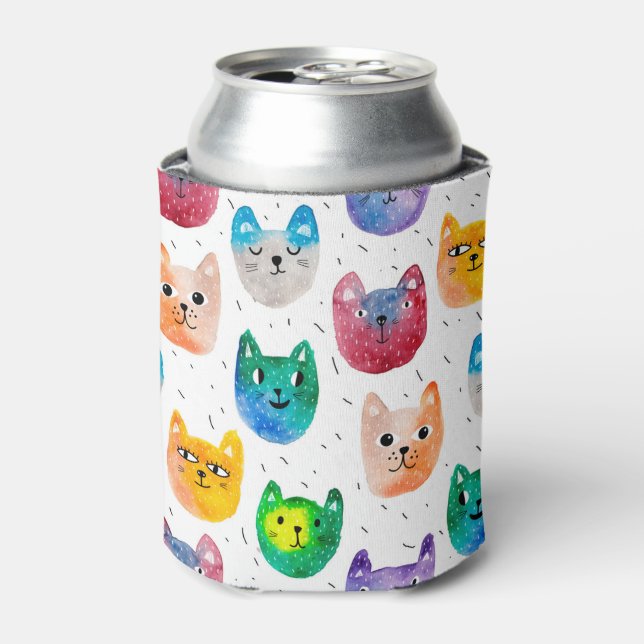 Watercolor cats and friends can cooler (Can Front)