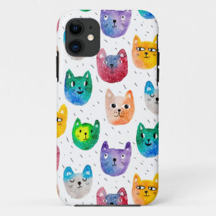 Watercolor cats and friends iPhone 11 case