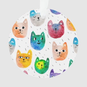Watercolor cats and friends ornament