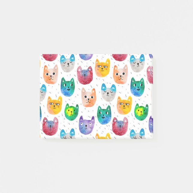 Watercolor cats and friends post-it notes (Front)