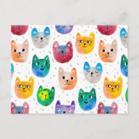 Watercolor cats and friends