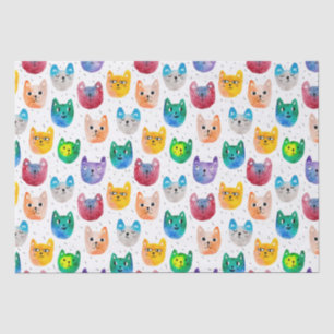 Watercolor cats and friends tissue paper