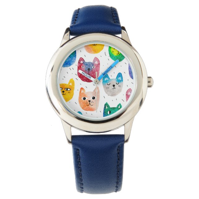 Watercolor cats and friends watch (Front)