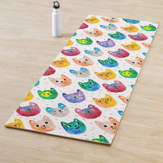 Watercolor cats and friends yoga mat (In Situ)