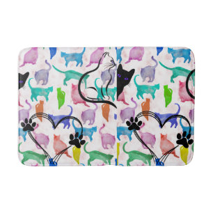 Watercolor Cats Bath Mat