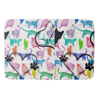 Watercolor Cats Bath Mat