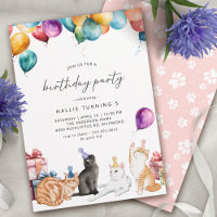 Watercolor Cats | Cute Fun Girls Birthday Party