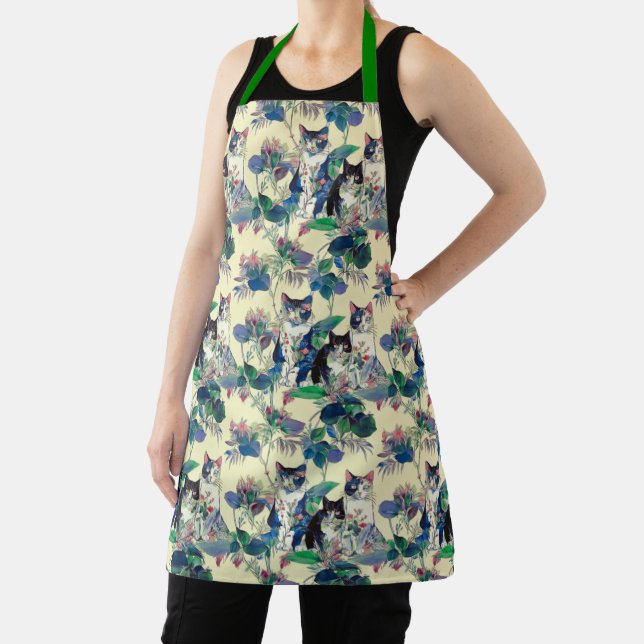 Watercolor Cats in a Garden Apron (Insitu)