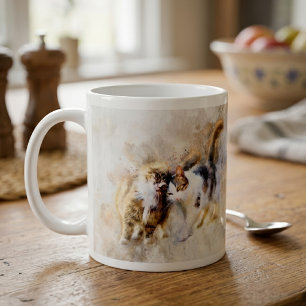 Watercolor Cats Nuzzling in Soft Abstract Art Coffee Mug