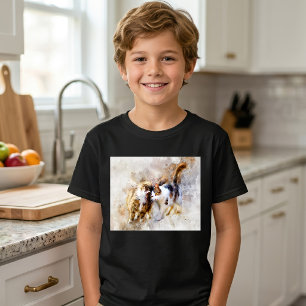 Watercolor Cats Nuzzling in Soft Abstract Art T-Shirt