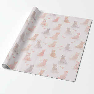 Watercolor Cats Pastel Wrapping Paper