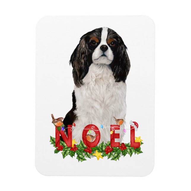 Watercolor Cavalier  King Charles Noel Christmas   Magnet (Vertical)