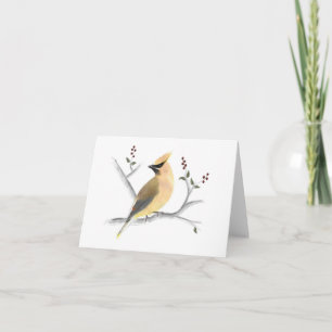 Watercolor Cedar Waxwing Note Card