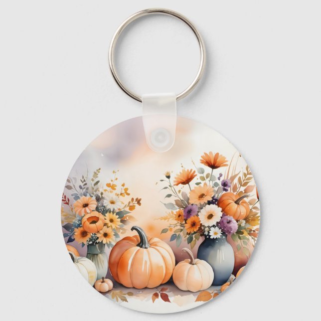 Watercolor celebrating fall keychain (Front)