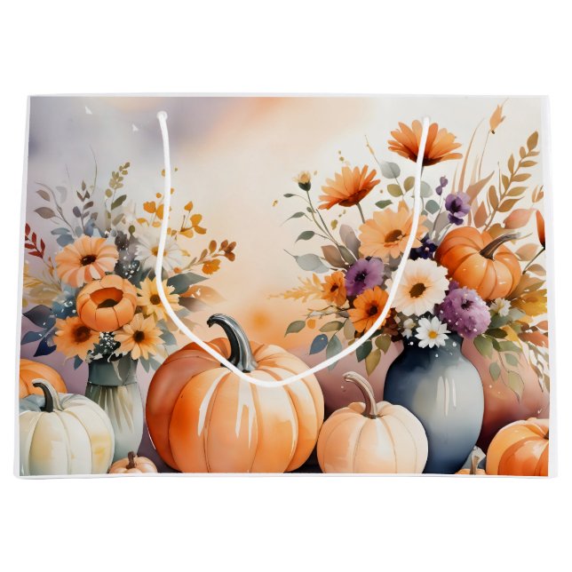 Watercolor celebrating fall large gift bag (Front)