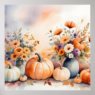 Watercolor celebrating fall poster