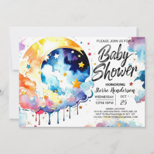 Watercolor Celestial Baby Shower Dreams Invitation