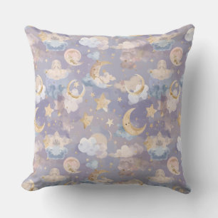 Watercolor Celestial Nursery Pillow Pastel Moons