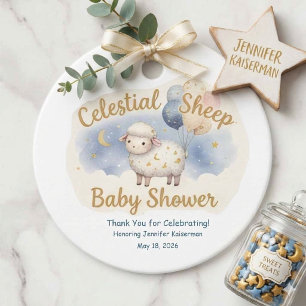 Watercolor Celestial Sheep & Balloons Baby Shower  Favour Tags
