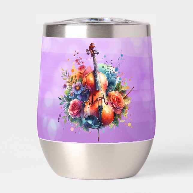 Watercolor Cello and Flowers Personalized (Front)